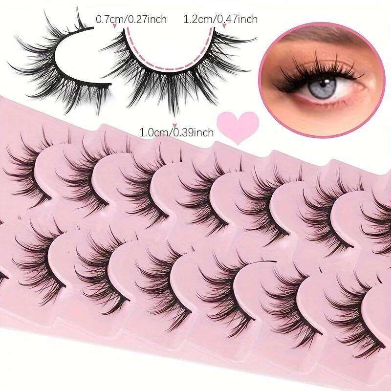 7 Pairs Manga Lashes Natural Look, 3D Volume, Wispy, Fluffy, Spiky, Anime & Cosplay Eyelashes - Pack X250725