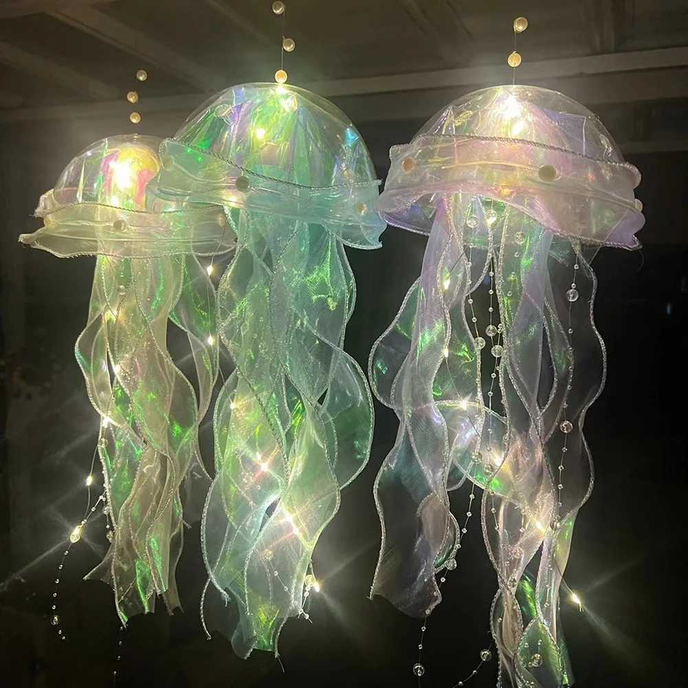 New RGB Gradient Jellyfish Lamp Decoration Creative Bedroom Atmosphere LED Night Light Festival Pendant Flower Lamp Decor XJ250725