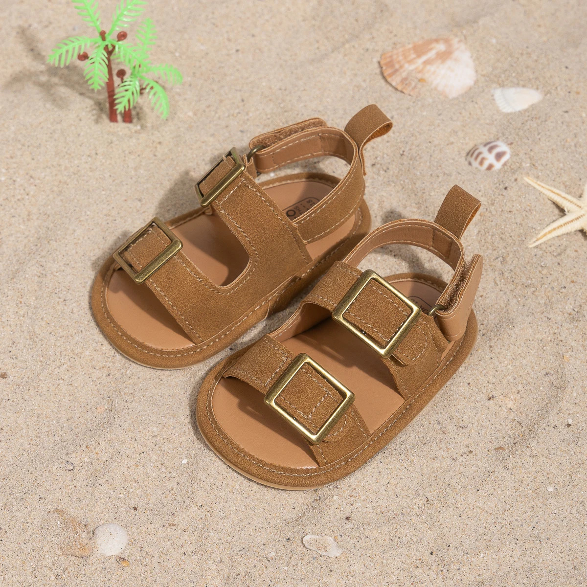 Infant Casual Style Buckle Decoration Beach Baby Sandals Antislip Comfortable Softsoled First Walkers 250725