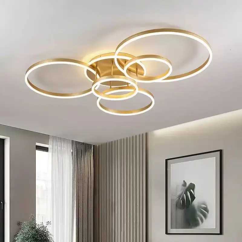 Modern LED Ceiling Light for Living Room Bedroom Ceiling Lamp 2025 New Circle Rings White/Black/Gold 90-260V Home Decor LightingXJ250725