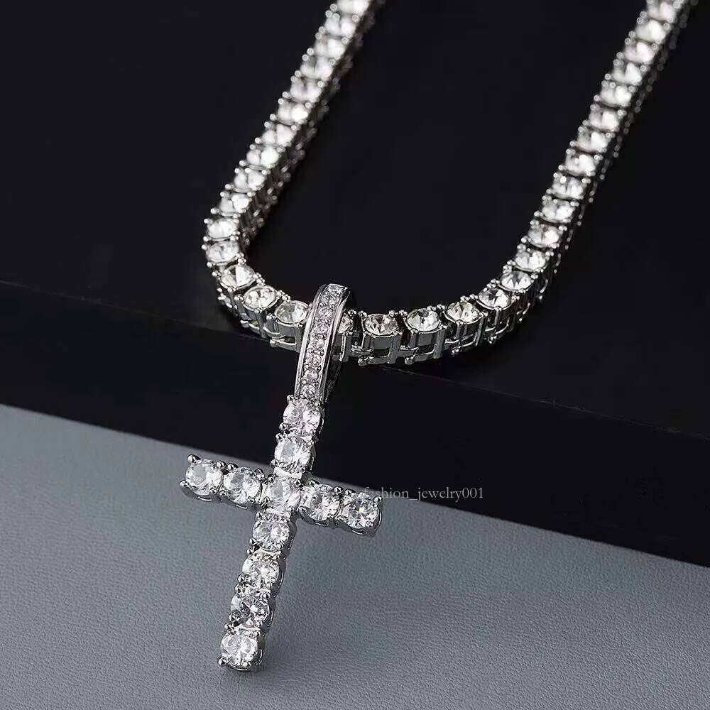 necklace moissanite chain Pendant Cross Hip Hop Vvs Moissanite Dia Tennis Chain Sier for Women Men Jewelry