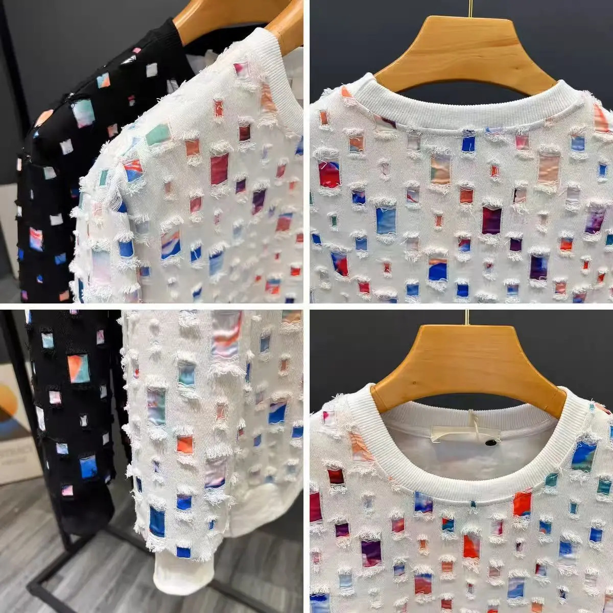 Round Neck Sweatshirt Men Spring Autumn Sportswear broken hole Pullover Casual Fashion Hip Hop Hoodies Streetwear Top 250726