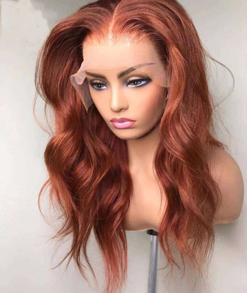 Glueless Orange Body Wave 26 inch Long Soft Ginger Lace Front Wig For Black Women Baby Hair Pre Plucked Heat Resistant Daily