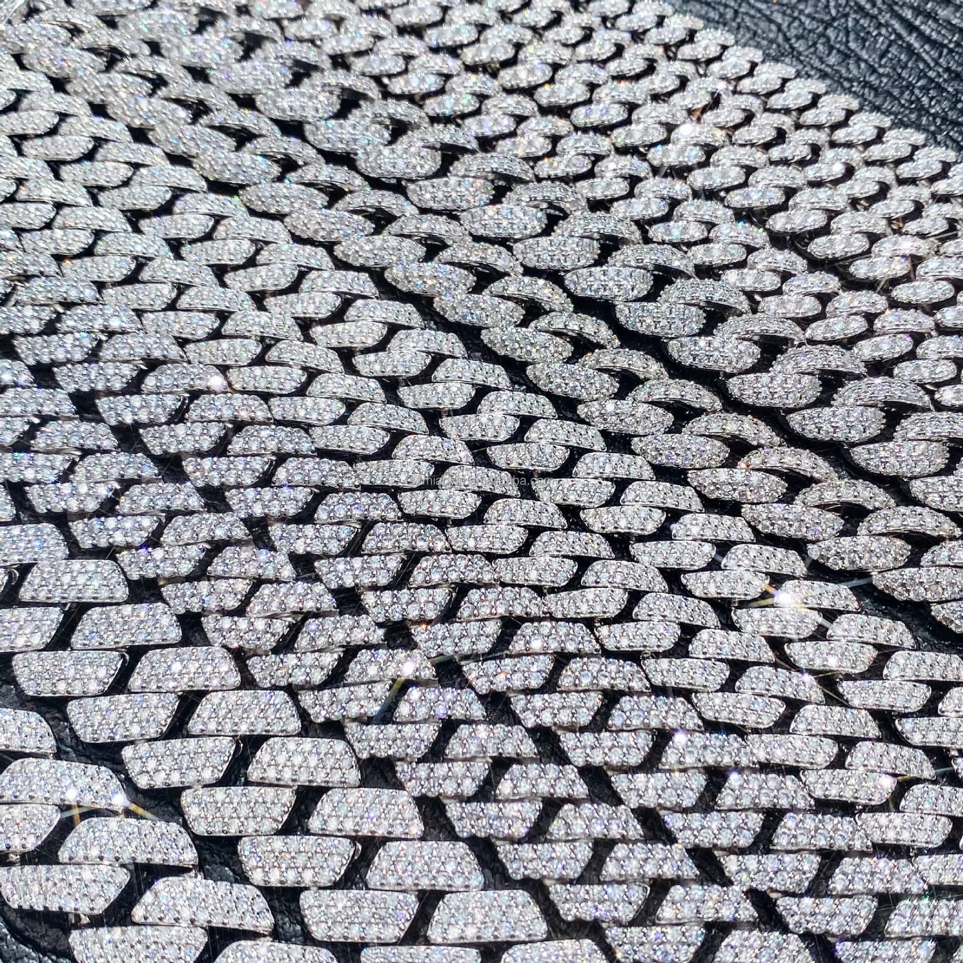 Wholesale Price S925 Silver 6mm 8mm 10mm 12mm 15mm Iced Out D VVS Moissanite Cuban Chain Bracelet Necklace for Women Men