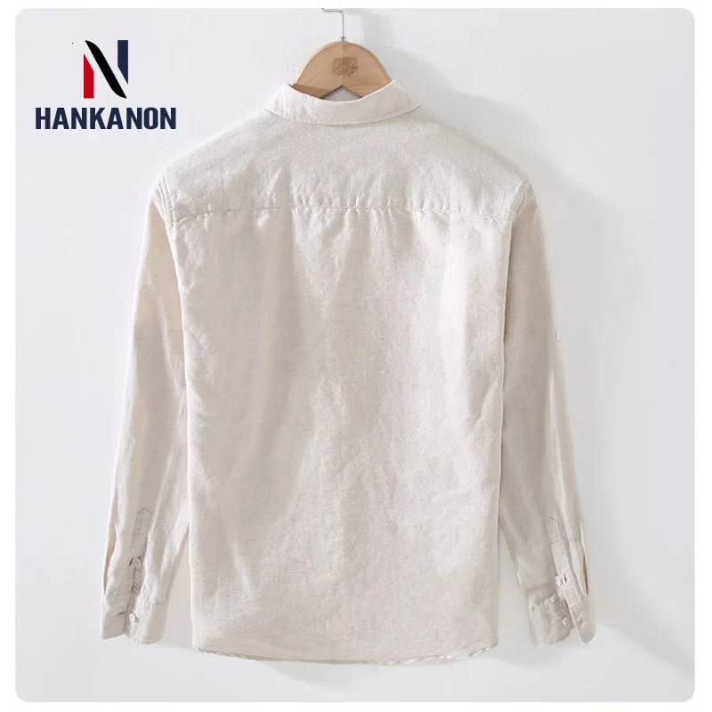 Camping Spring Summer Linen White LongSleeved Shirt Mens Cotton Business Casual Comfortable Loose Blouson 250717