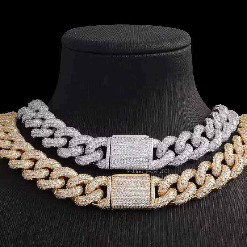 Factory Customization Sier Miami Cuban Link Chain 18mm-24 Inch Moissanite Necklace