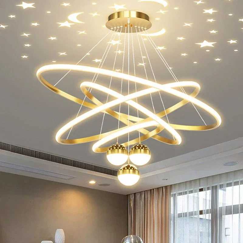 Creative Chandelier Living Dining Table Kitchen Hanging Led Light Star Sky Design Pendant Modest Ceiling Lamps for Room DimmableXJ250725