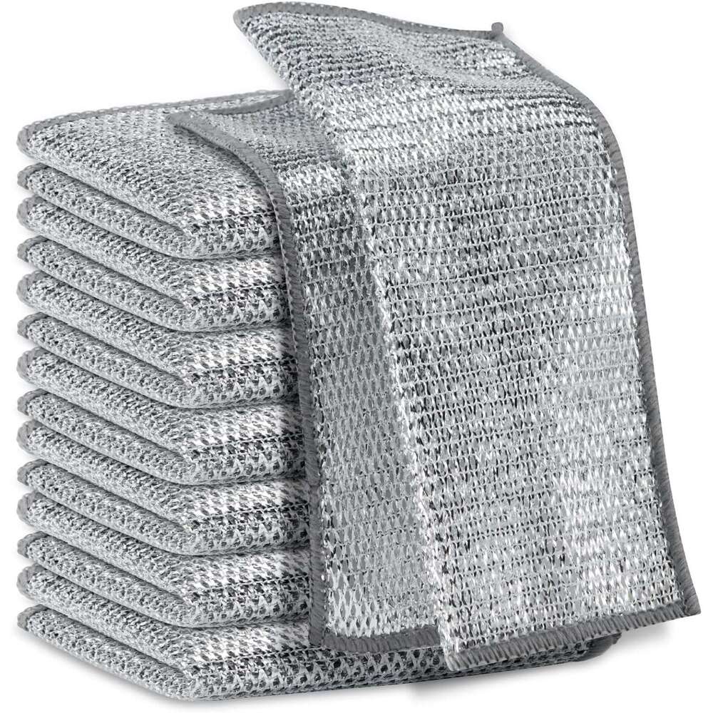 Scratch Dishcloth, Multipurpose Dishwashing Rags, Steel Metal Wire Cloth Mesh Miracle Cleaning Cloths for Kitchen, Dishes