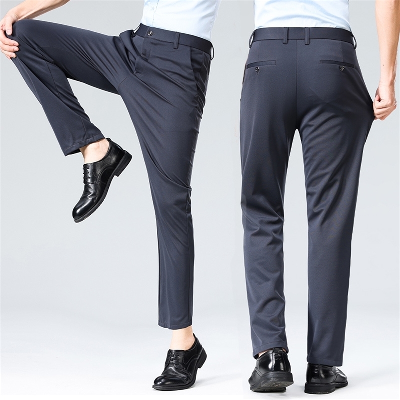 2942 Mens Summer Pants Thin Straight Stretch Casual with No Trace Ironing Fabric Silky and Cool Feeling y250725
