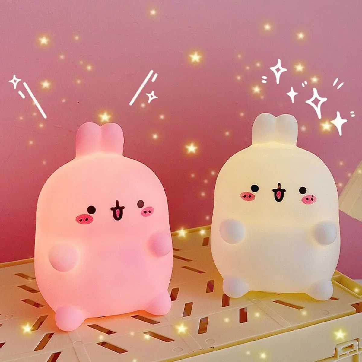 Rabbit Night Light Bedhead Bedroom LED Small Table Light Non Plug In Floor Stand Creative Atmosphere Night Light Decoration XJ250725