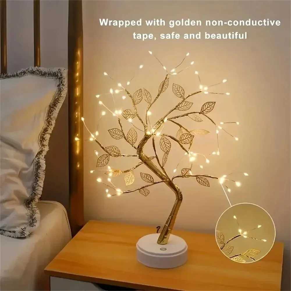 LED Rose Leaf Table Lamp USB Christmas Tree Fairy Light Night Lights Home DIY Party Wedding Bedroom Decoration Mothers Day Gift XJ250725