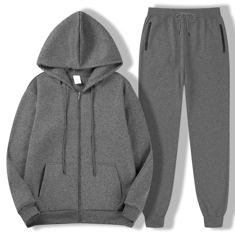 est Mens Autumn Winter Collection Zip Hooded Sweatshirt and Trouser Two Piece Tracksuits 250725