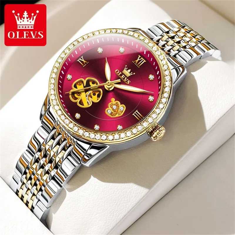 OLEVS New Elegant Mens Watch Top Luxury Brand Mens Automatic Mechanical Skeleton Watch Advanced Diamond Mens Set 6706 X250726