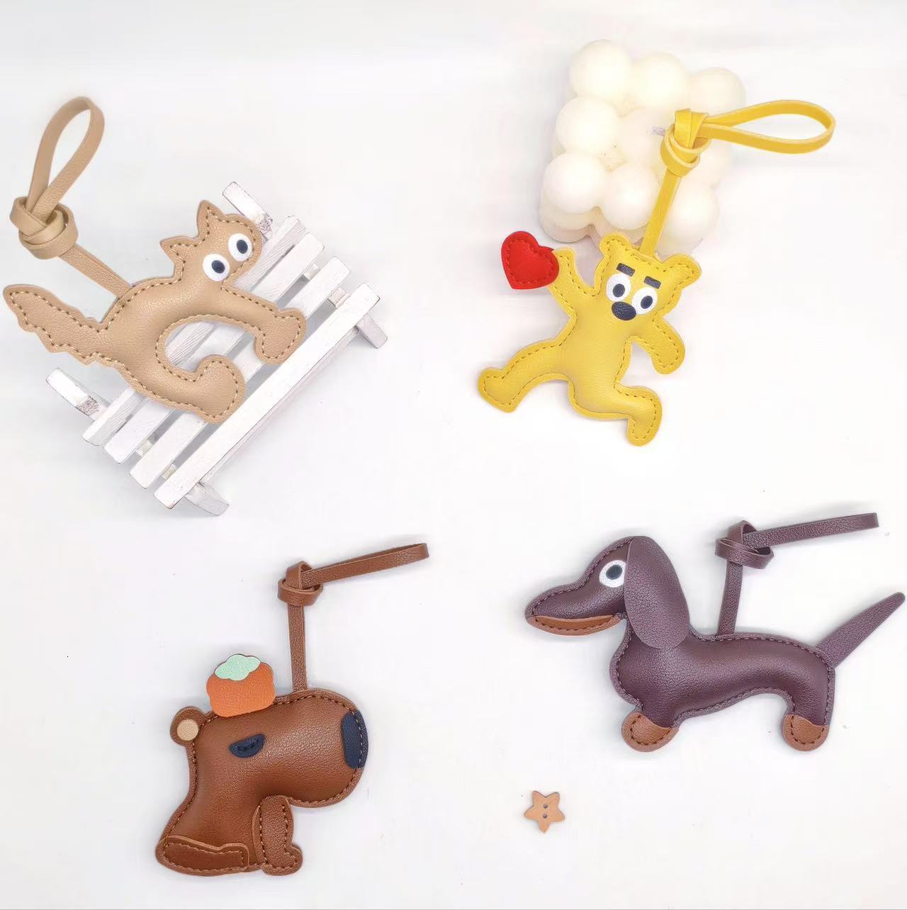 Dachshund Puppy Bag Pendant Decoration Ins Blogger Dachshund Dog Same Style Handmade Woven Rope Leather Pendant 250726