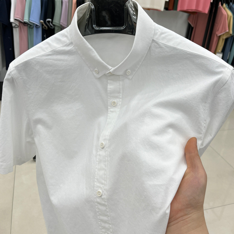 100% Cotton High-End Short Sleeve Solid Color 2025 Summer Business Casual Men's Shirt