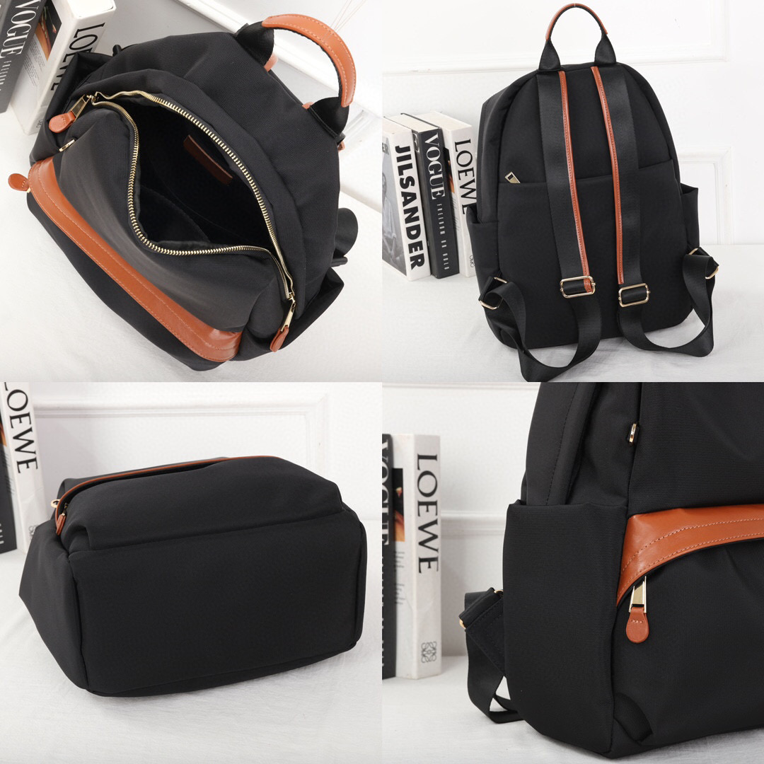 XY9637 Men's and Women's Backpack Waterproof Oxford Cloth With Cowhide Leather Fashionable Multi Pocket Lightweight Commuting Bag