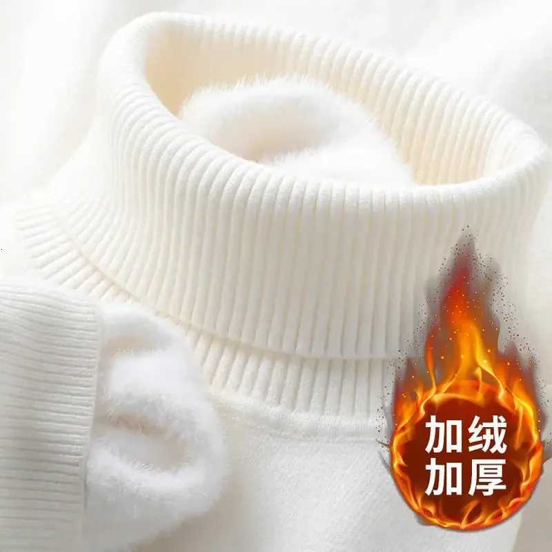 Autumn Winter Mens Turtleneck Sweater Knitted Velvet Warm Long Sleeve Pullover Outdoor Cold-proof Casual Blouse Base Sweater Z250725