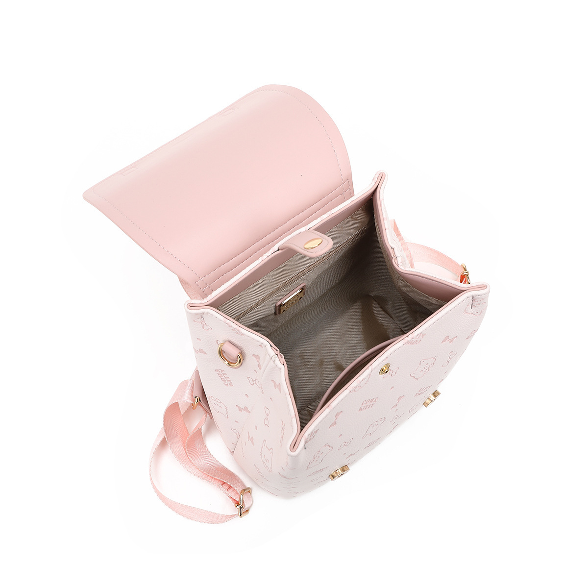 Women's Printed Pink Fashionable Backpack Free Shipping Designer Luxury New Style Portable Crossbody Bag Small And Cute Lightweight And Casual Tr