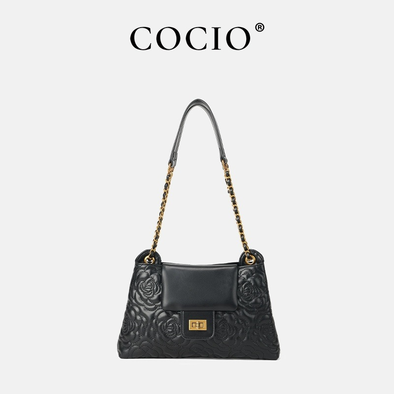 COCIO designer New light luxury camellia chain high-quality shoulder casual classic vintage womens bag