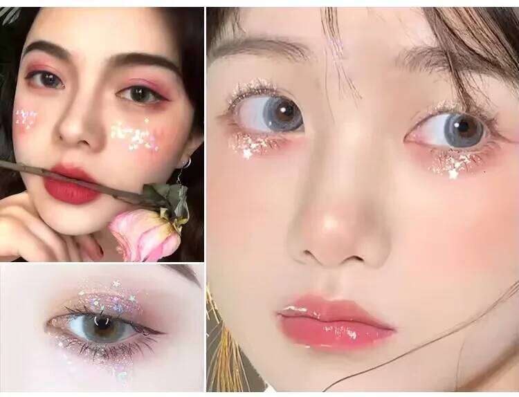 Four-color eyeshadow pearl pink sheet mini sequin elf realm eye shadow palette fine glitter makeup flash