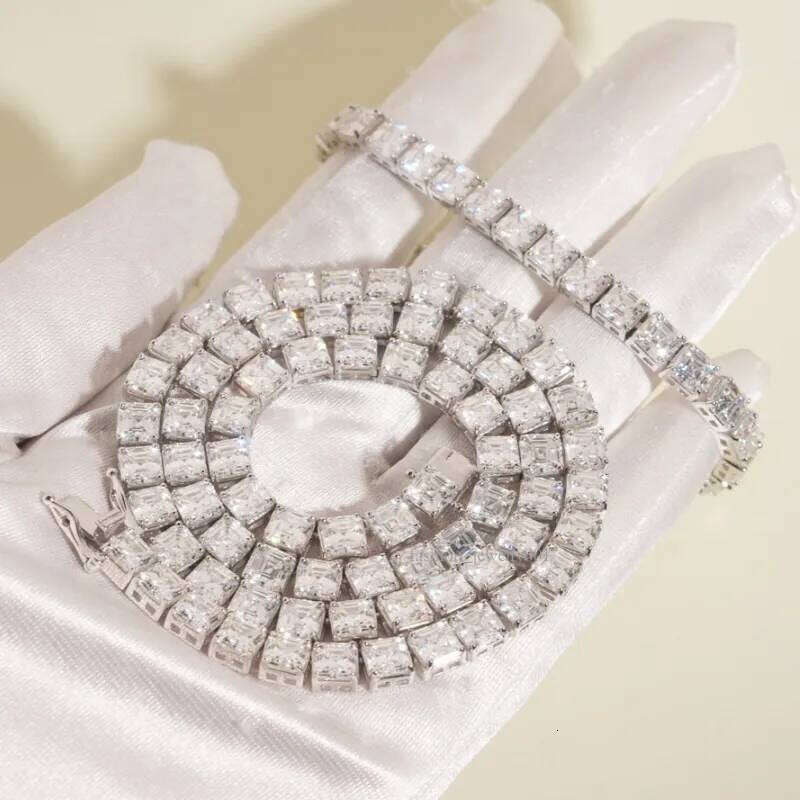 16-24inch High Quality White Gold Plated Sterling Sier VVS D Color Moissanite Tennis Chain Necklace 7/8inch Bracelet Links For Men Women Nice Gift