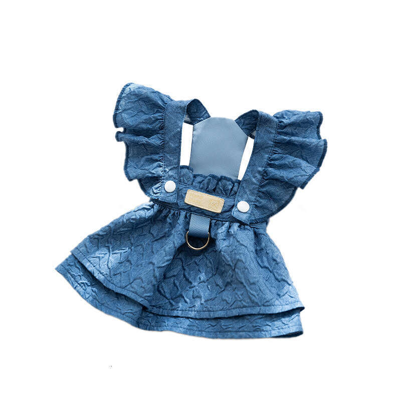 Pet Clothing Dog Clothes Spring and Summer Classic Denim Dogs, Two-Legged Suspender Dress for Cats, Teddy Bichon Pet Dog Clothes