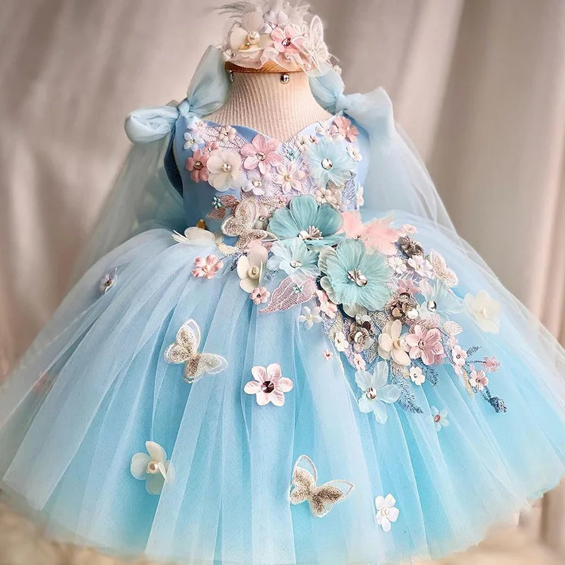 0-6-year-old ious and elegant butterfly girl princess dress formal anniversary celebration fluffy dress model art performan 250725