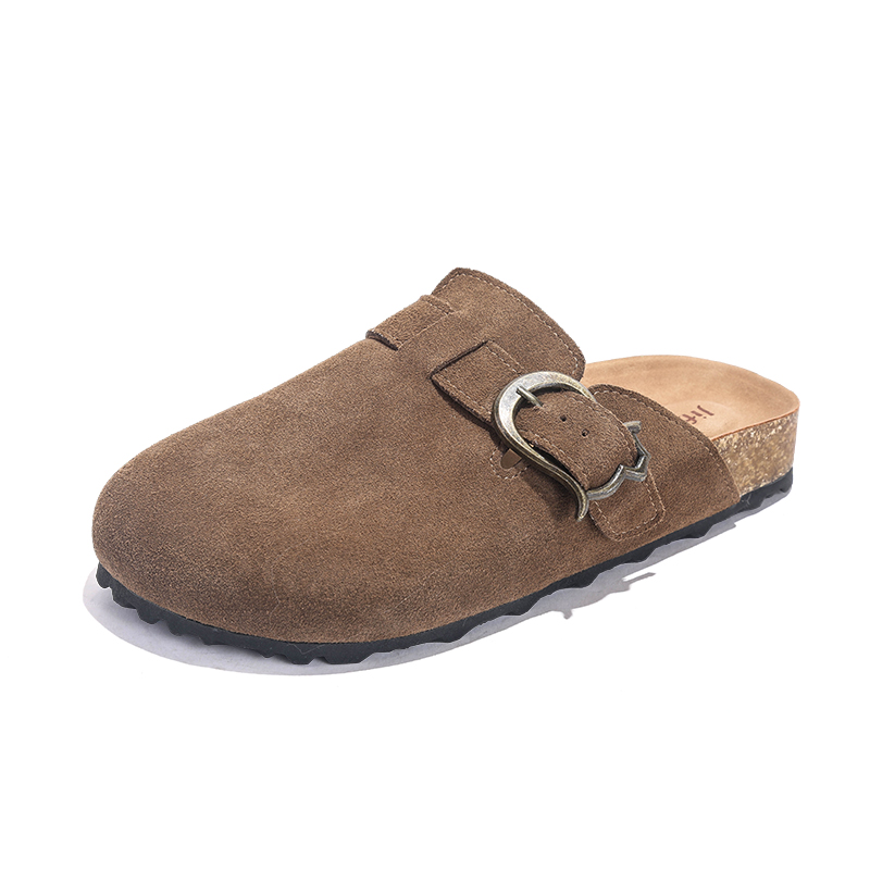 Leather-covered women's shoes for withoutbox Free shipping outside wear, 2025 new lightweight soft sole lazy one-step full cow half-slip-on Birki