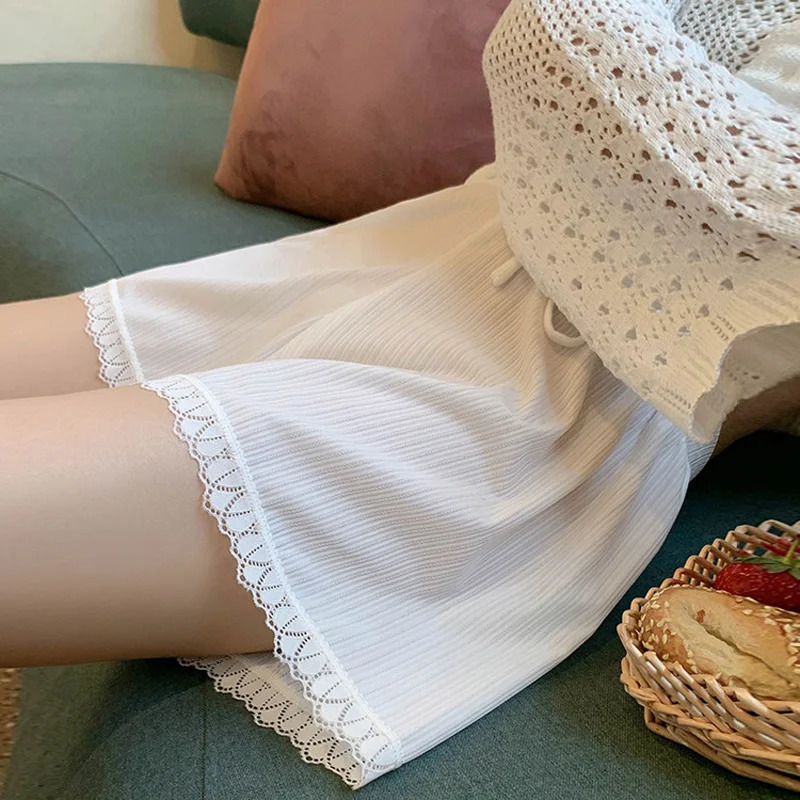 Summer Womens Loose Ice Silk Safety Pants AntiWalk Leggings Shorts Lace Thin Security Boxer 250725