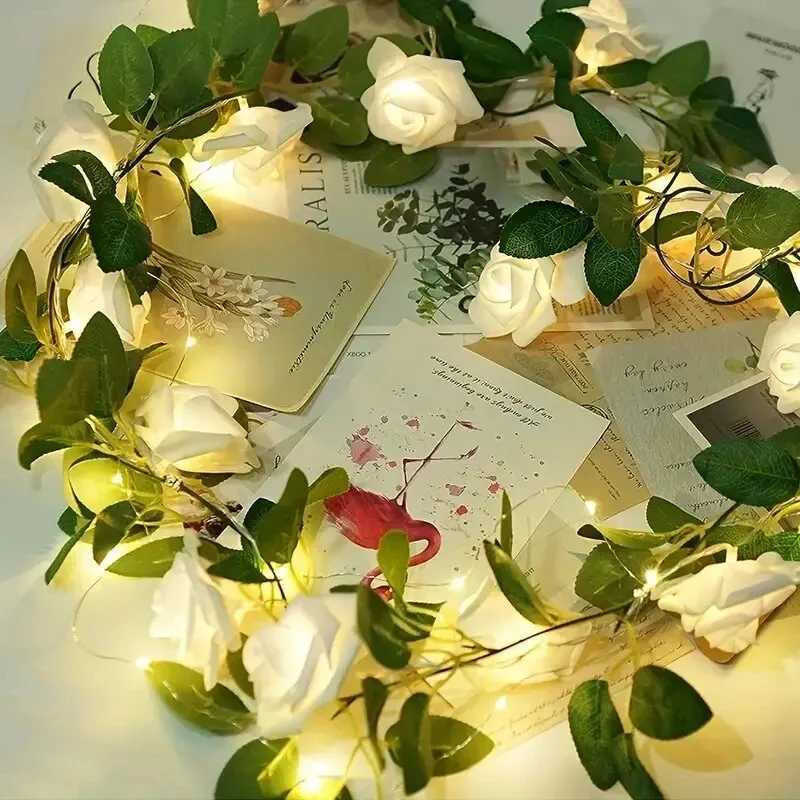 1PC 10 LED Rose Flower String Lights Battery Powered Flower Rose Night Lamp For Wedding Valentines Day Party Garland Decoration XJ250725