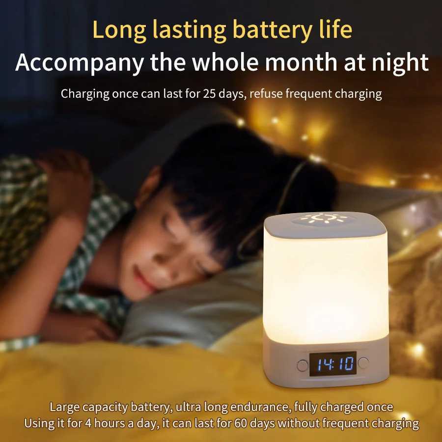 Remote Control Night Lamp Rechargeable Table Lamp Clock Display Soft Sleeping Lamp Touch Switch Bedside Lamp for Bedroom XJ250725