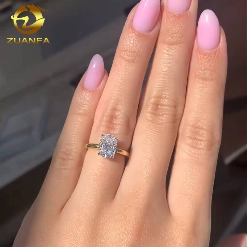 Luxury Jewelry NO MOQ Customize Manufacturer Direct Custom Design Fancy Cut Moissanite 10K 14K 18K Solid Gold Lab Diamond Ring