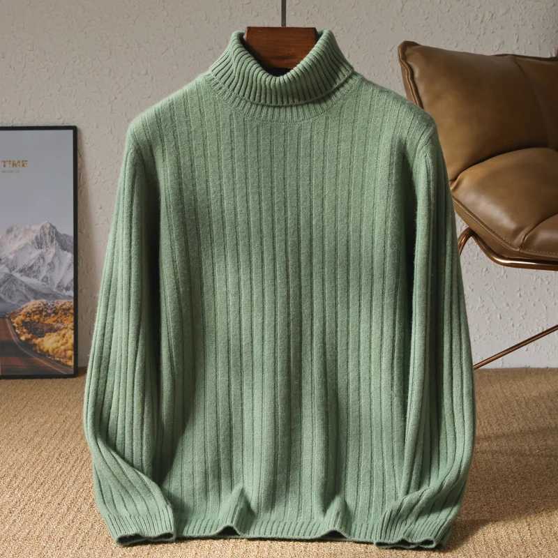 Men Winter THiCK 100% Merino Wool Sweater TurtleneCK Pullover Smart Casual Cashmere Knitwear Soft Warm CloTHing Z250725