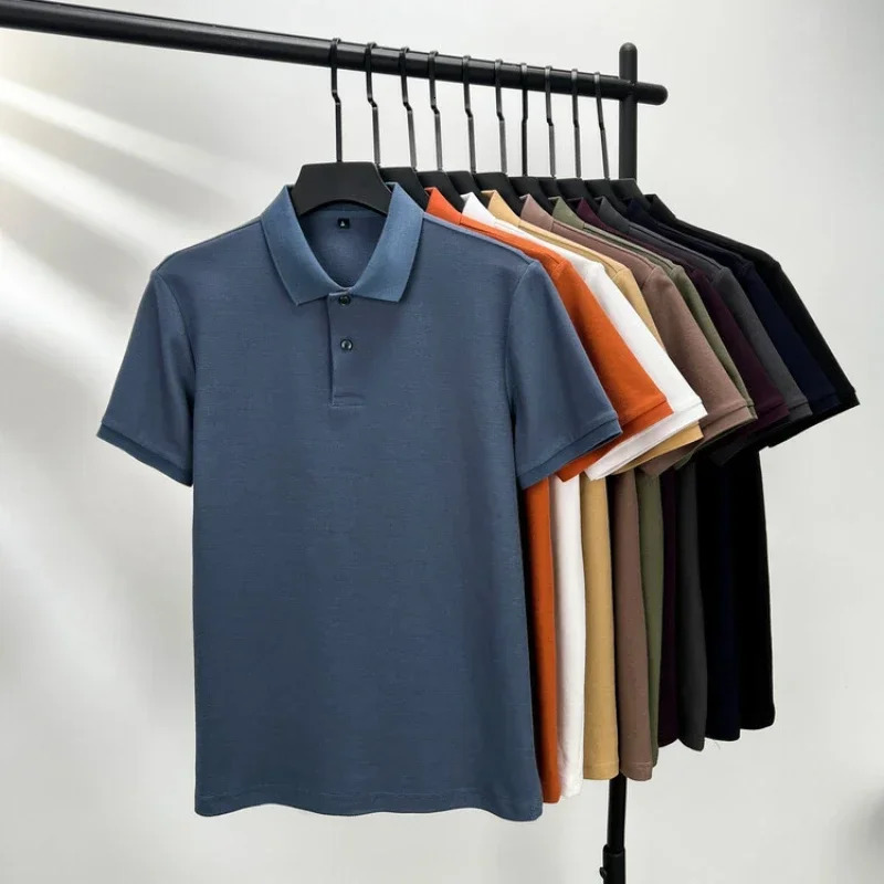 100% Cotton Mens Polo Shirt - Summer Casual Breathable Tee 19 Colors Ideal for Golf and Sports Business Casual Silk-Like Finish 250725
