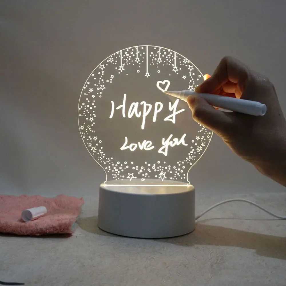 Note Board Creative Led Night Light USB Message Board Holiday Light With Pen Gift For Children Girlfriend Decoration Night Lamp XJ250725