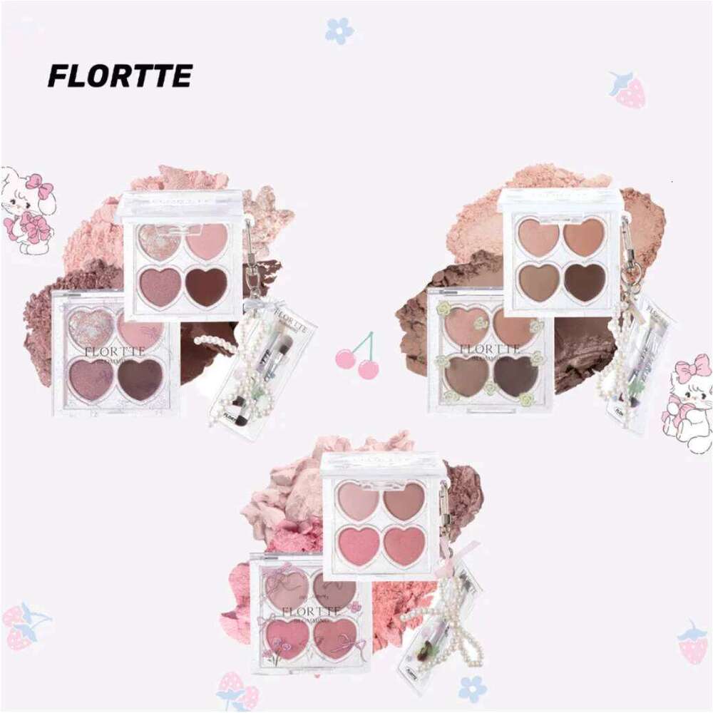 FLORTTE Love Yourself 4-Color Eyeshadow Palette With Brush ltiple Colors Matte Shimmer Makeup Cosmetics