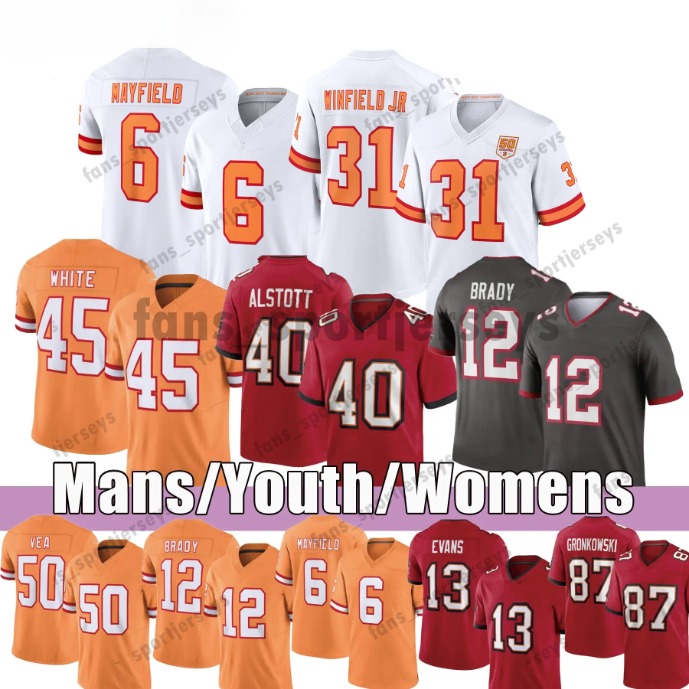 2025 New Baker 6 Mayfield Tom 12 Brady 2025 Football Jersey Buccaners Mike Evans Bucky Irvin Chris Godwin Jr. Emeka Egbuka Vita Vea