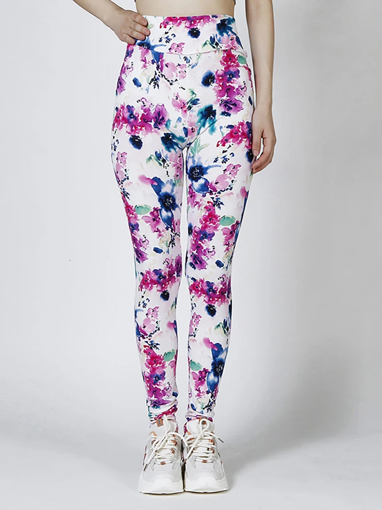CUHAKCI High Wasit Tight White Pink Floral Printing Women Leggings Soft Casual Clothes Push Up Sports Yoga Fitness Pencil Pants 250725