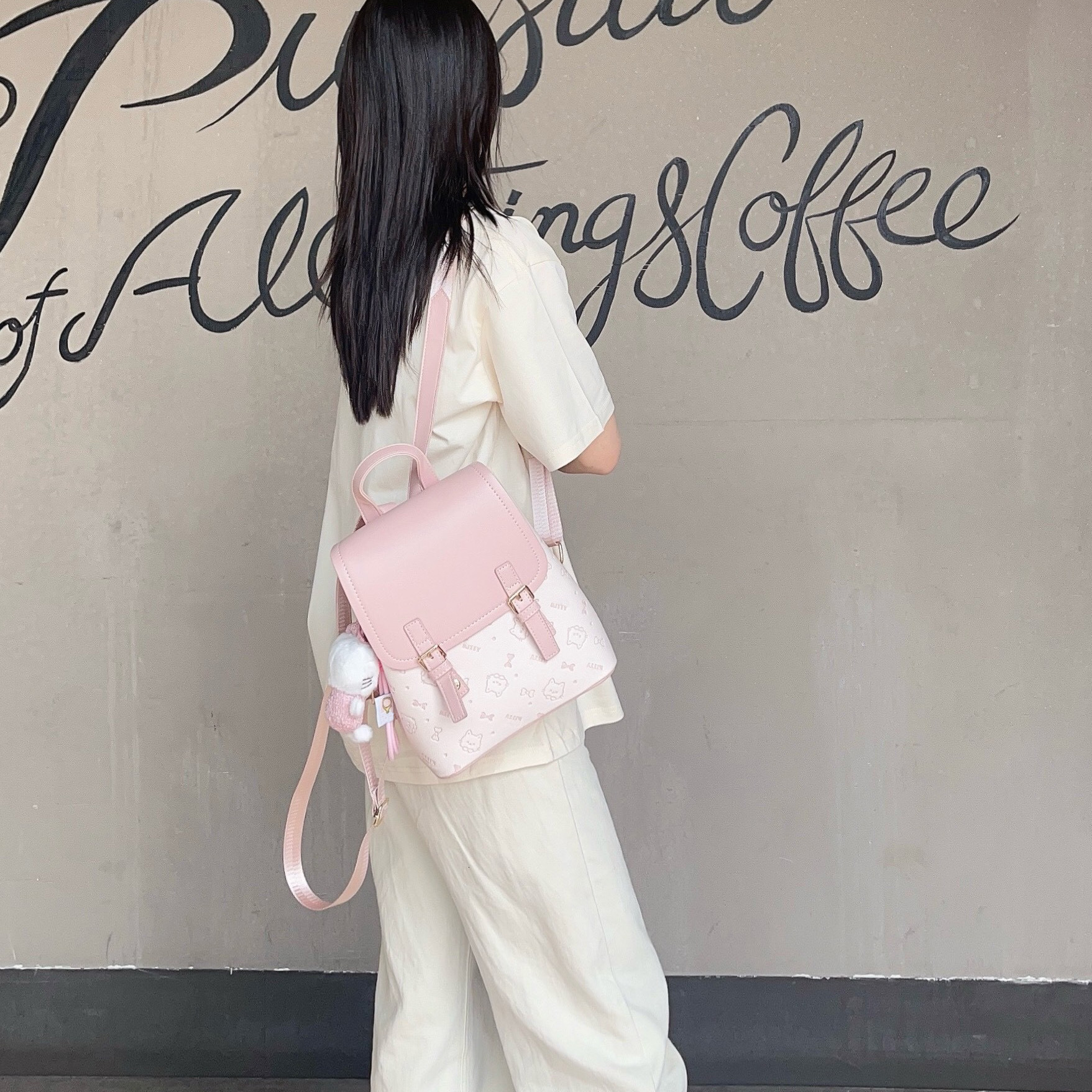 Women's Printed Pink Fashionable Backpack Free Shipping Designer Luxury New Style Portable Crossbody Bag Small And Cute Lightweight And Casual Tr