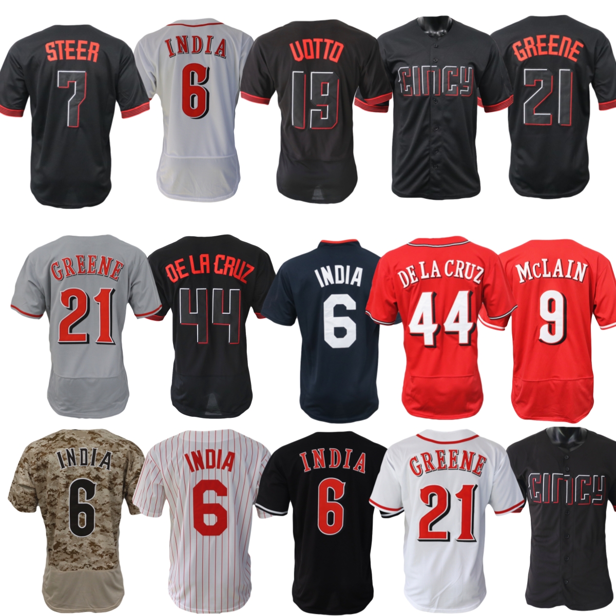 Elly De La Cruz Baseball Jerseys Spencer Steer Matt McLain Hunter Greene Tyler Stephenson Gavin Lux Will Benson TJ Friedl Rece Hinds Alexis Diaz Andrew Abbott