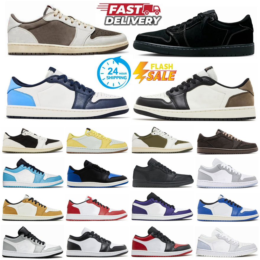 Reverse Mocha 1 Low Basketball Shoes 1s For Mens Women Bred Toe Obsidian UNC Lucky Green Triple White Shadow Game Royal University Blue Sports Sneakers Size 13