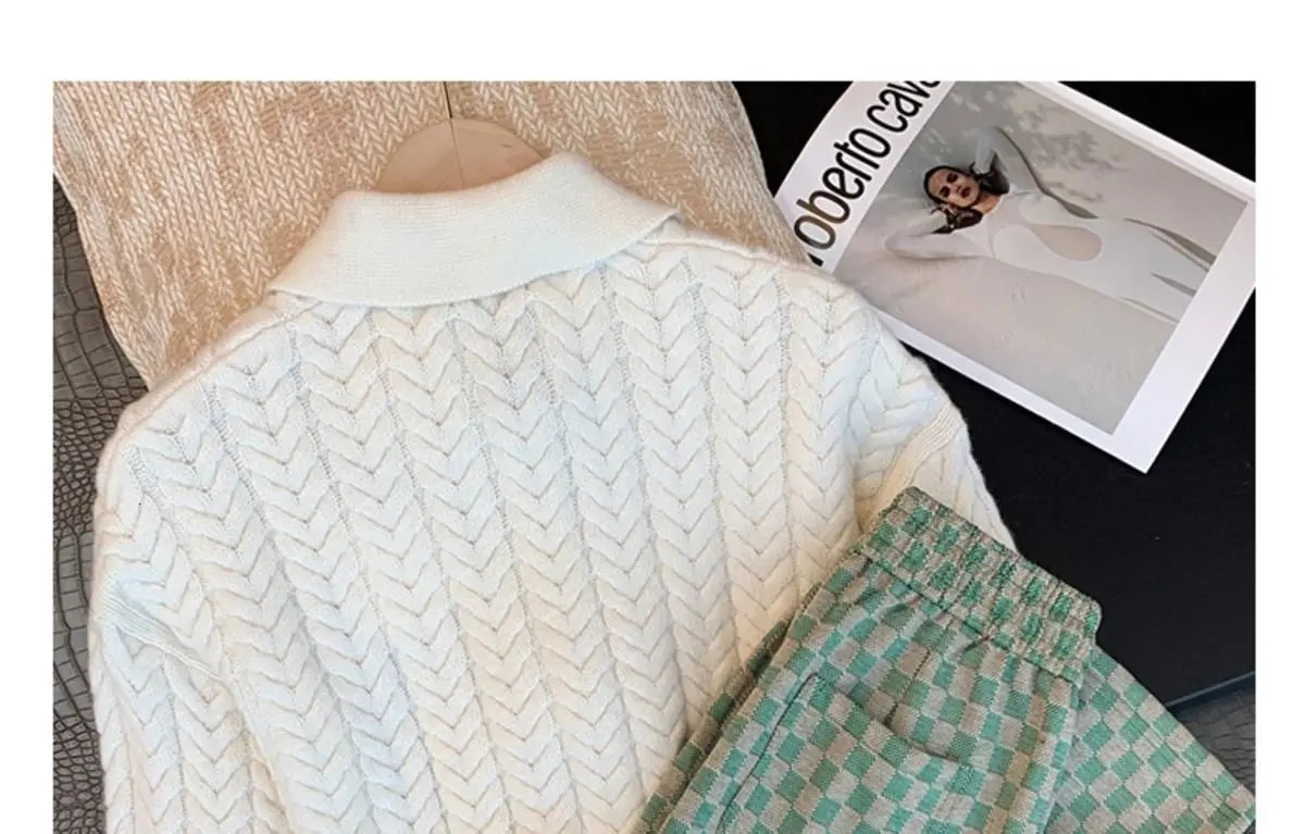 Autumn Chic Style Suit Set Womens Trendy Casual Wide Leg Pants Two Piece Outfit Elegant Slim Fit Fashion Loungewear 250726