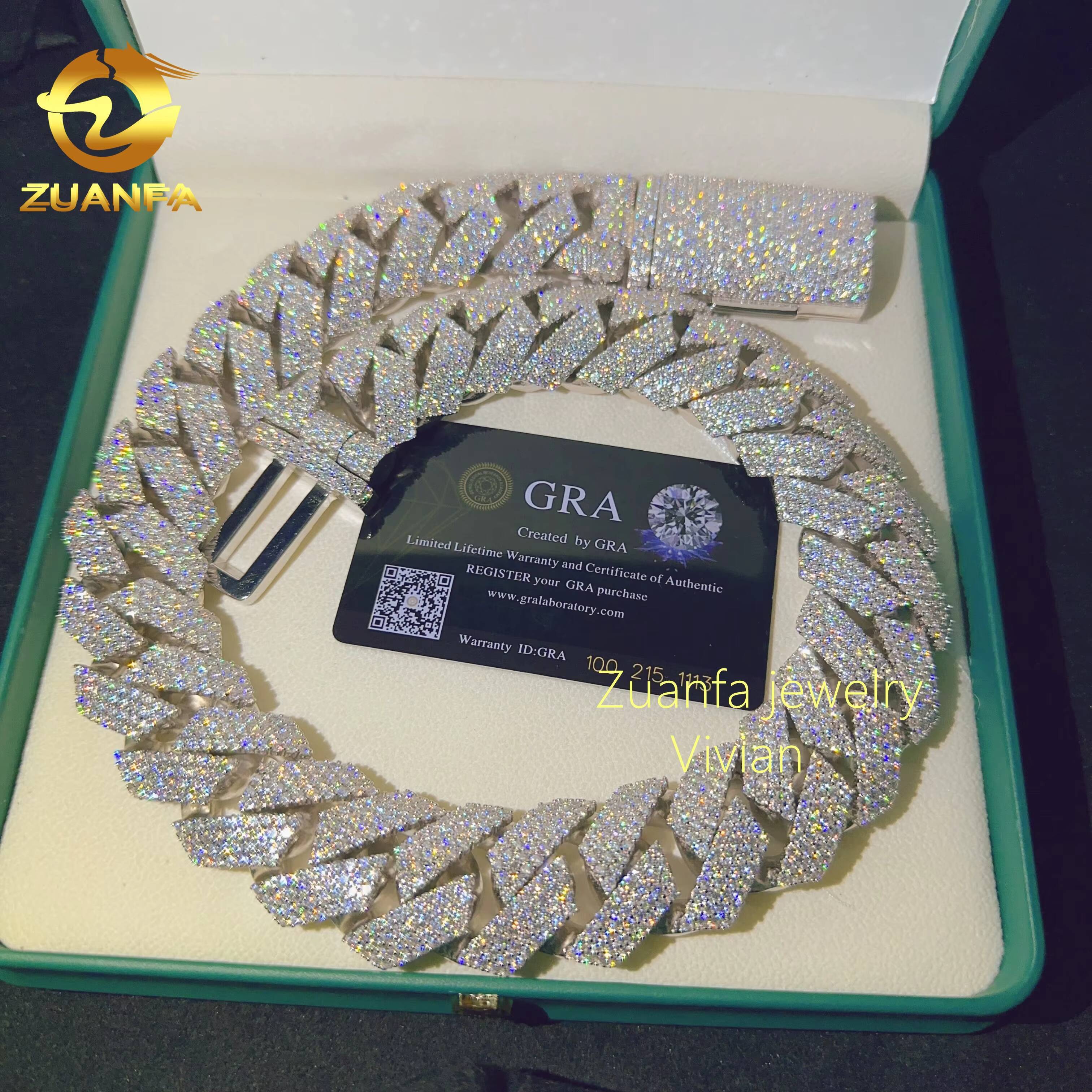 30MM LuxuryFine Jewelry Necklace Silver 925 Iced Out Hip Hop Miami VVS Moissanite Diamond Jewelry Custom Cuban Link Chain
