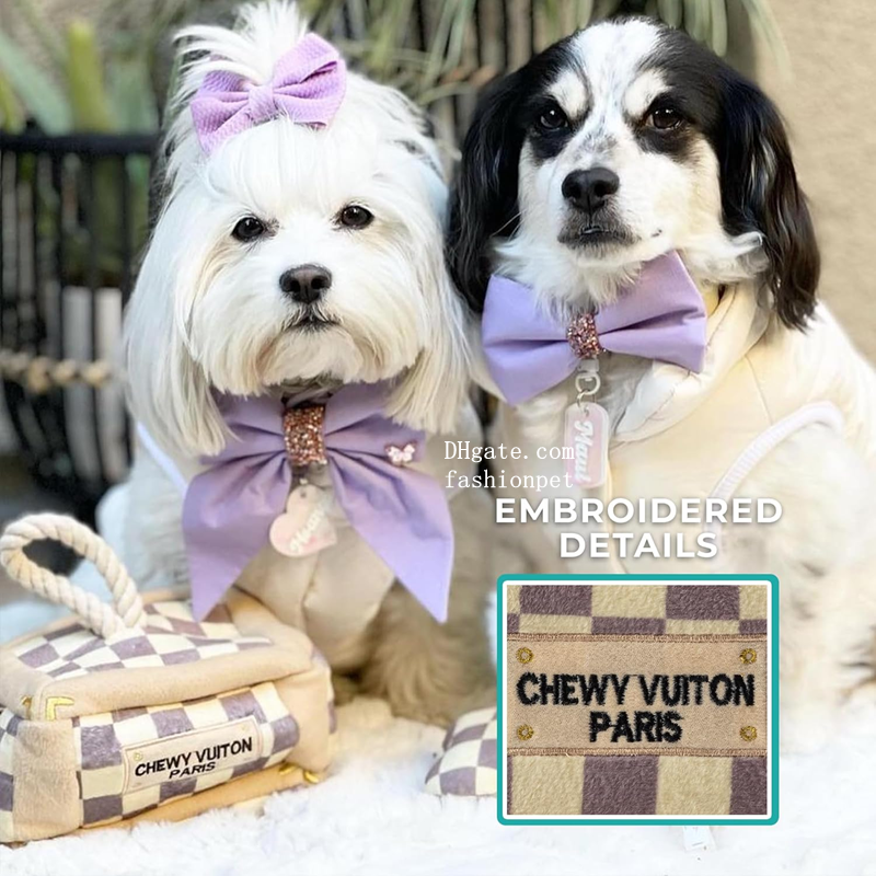 Plush Designer Dog Toys with Interactive Squeaker, Checker Chewy Vuiton Trunk Activity House, Chewing Accessory Handbag Ball Shape Luxury Pet Squeaky 