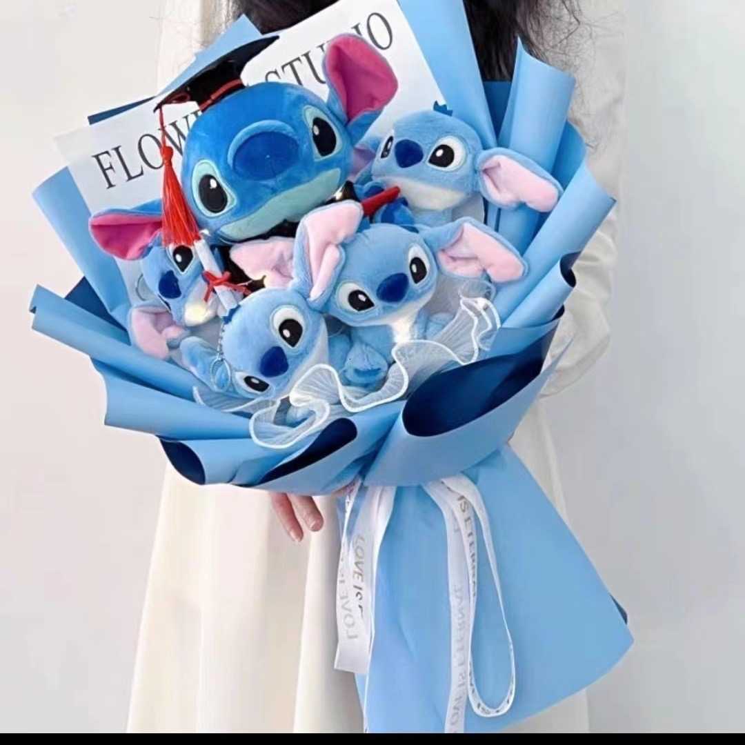 Disney Lilo Stitch Bouquet Major Holiday Gift PVC Rose Sunflower Anime Stuffed Doll Birthday Girl ValentineS Christmas Day Girl Gift Y250604