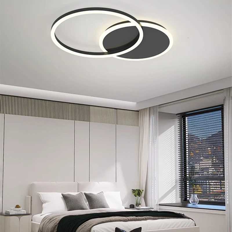 Gold Black Modern LED Chandelier Circular Round LED Light for Bedroom Dining Room Ceiling Lamp Luminaire Home Decor AC85-260V XJ250725