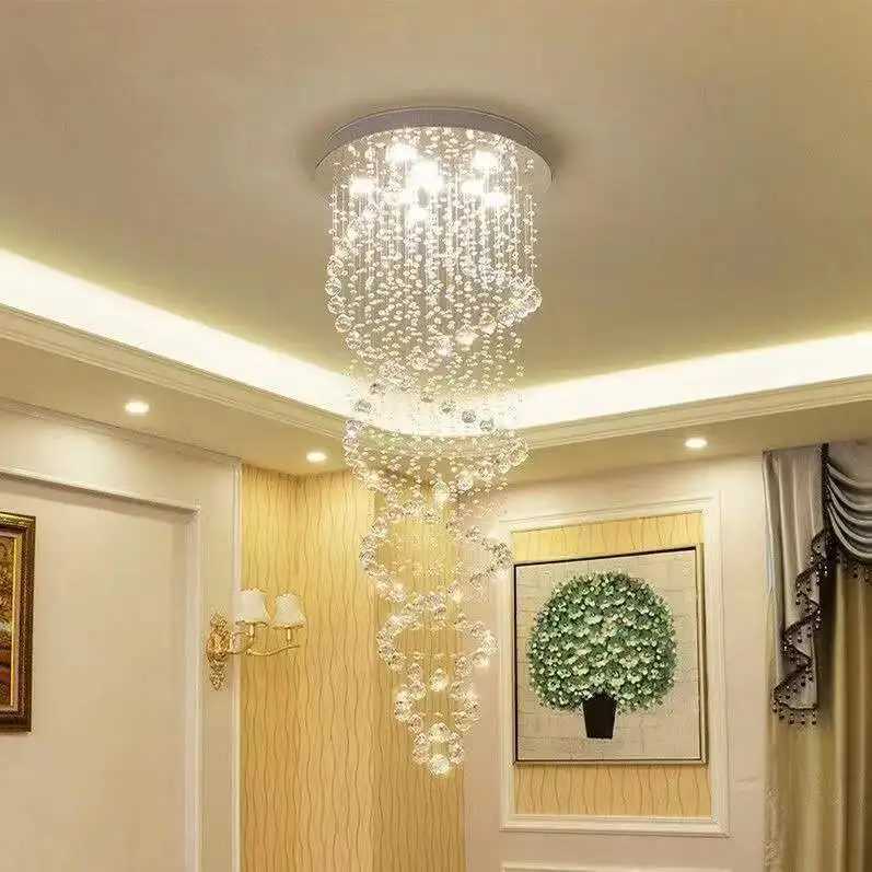 Modern K9 Large LED Spiral Living Room Crystal Chandeliers Lighting Fixture for Staircase Stair Lamp Showcase Bedroom Hotel Hall XJ250725
