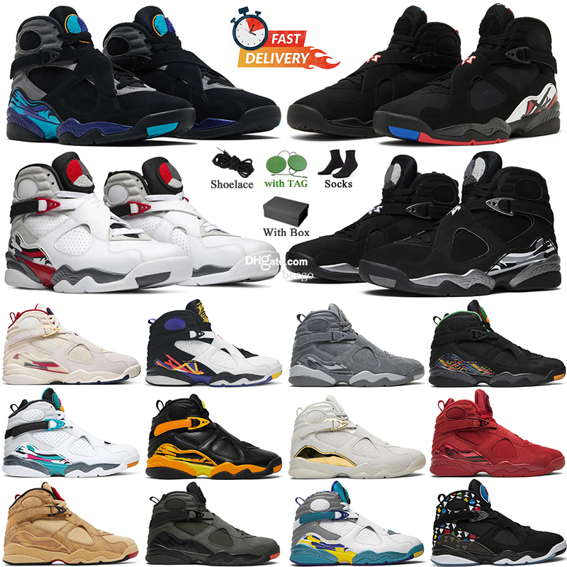 8 8s Men Basketball Shoes Black Taxi University Blue UNC Electric Green DMP 8 Black Samurai Aqua Chrome South Beach Three Peat Trainers Sneakers