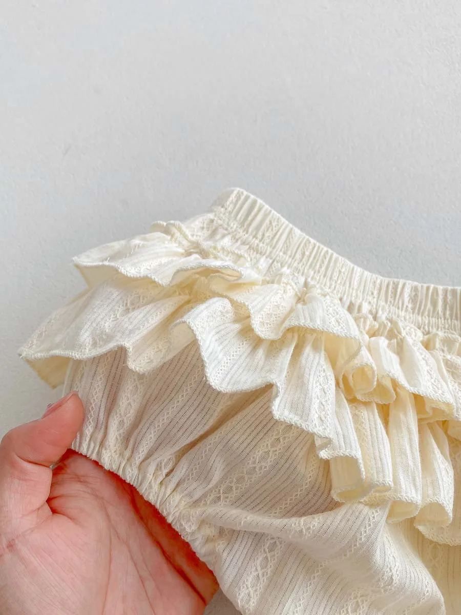 Korean Style Baby Blouses with Skirt 2pcs Sleeveless Ruffle Collar Tops Shorts Girl Princess Puff Sets 250725