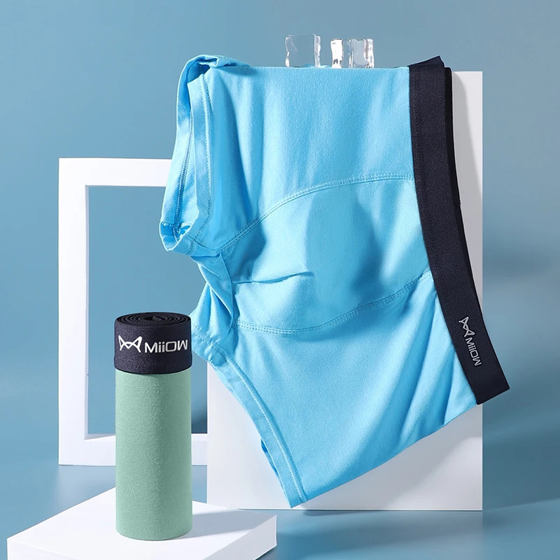 MiiOW 3Pcs Ice Silk Men Boxers Panties Comfortable Underpants Cotton Underwear Male L5XL Antibacterial Boxershorts Lingerie 250725